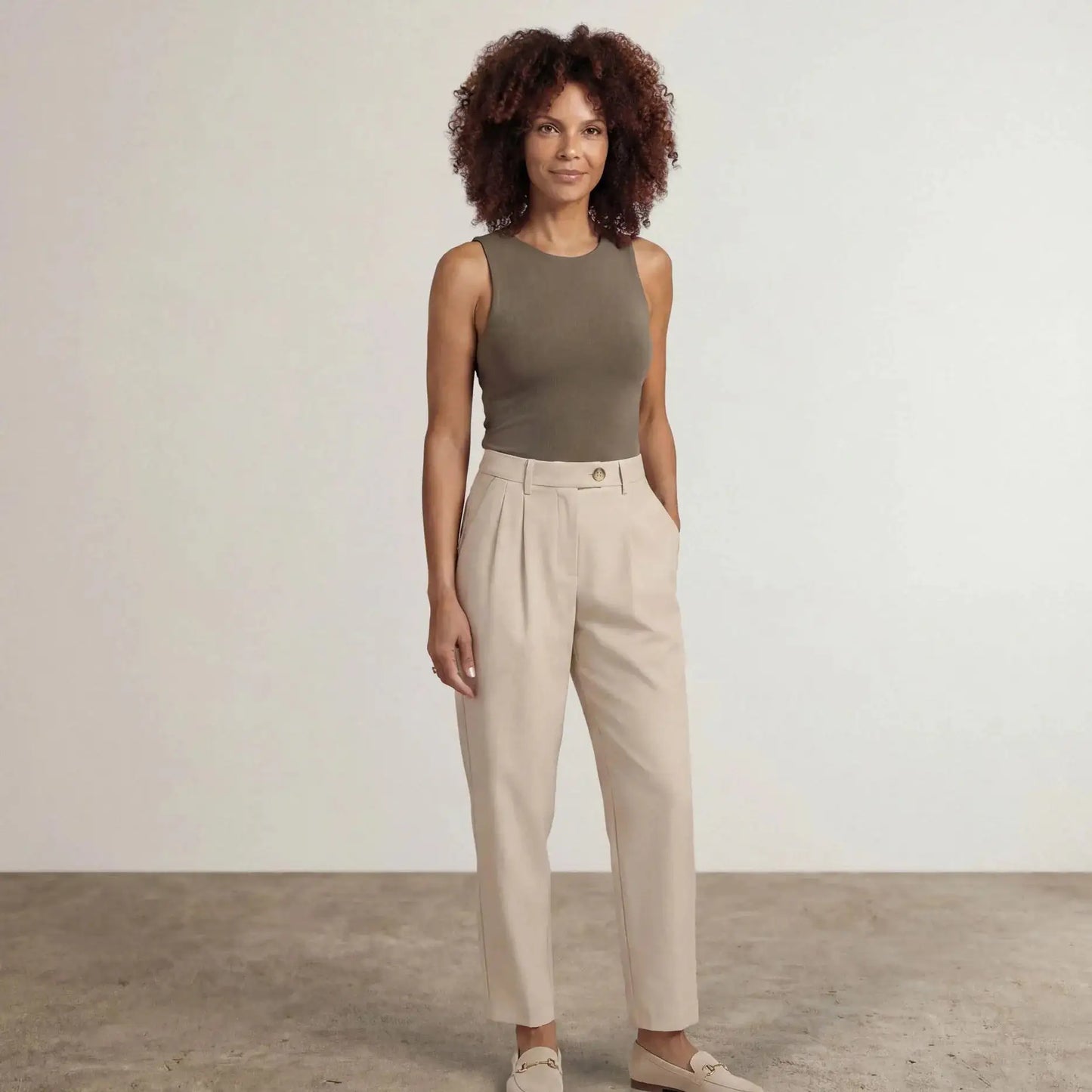 High-Waisted Tapered Trousers