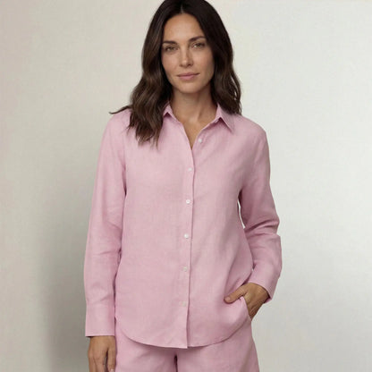 Linen Blend Long Sleeve Shirt