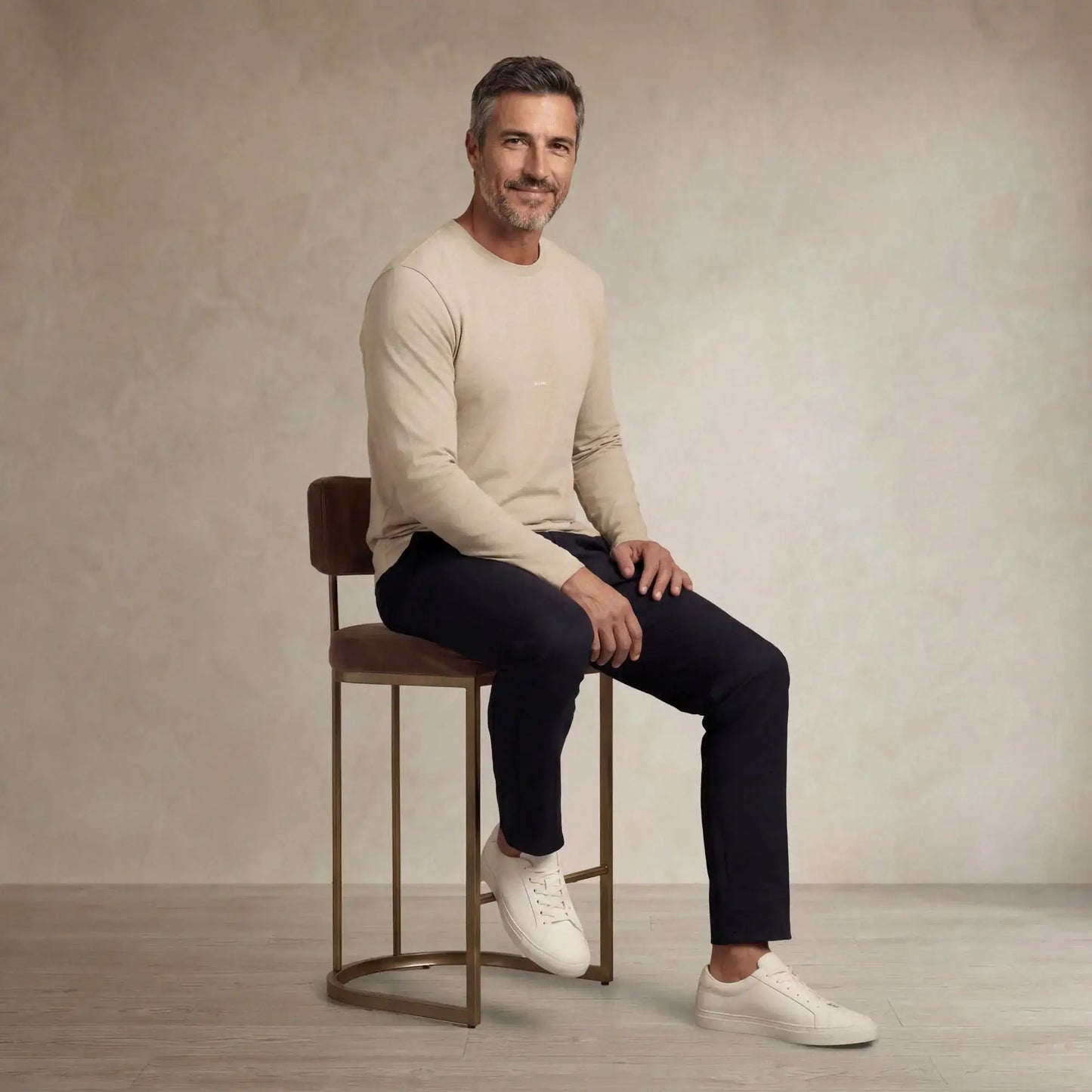 Lyocell Blend Long Sleeve Logo T-Shirt