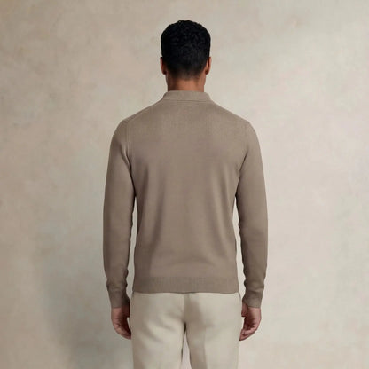 Italian Merino/Cotton Long Sleeve Polo