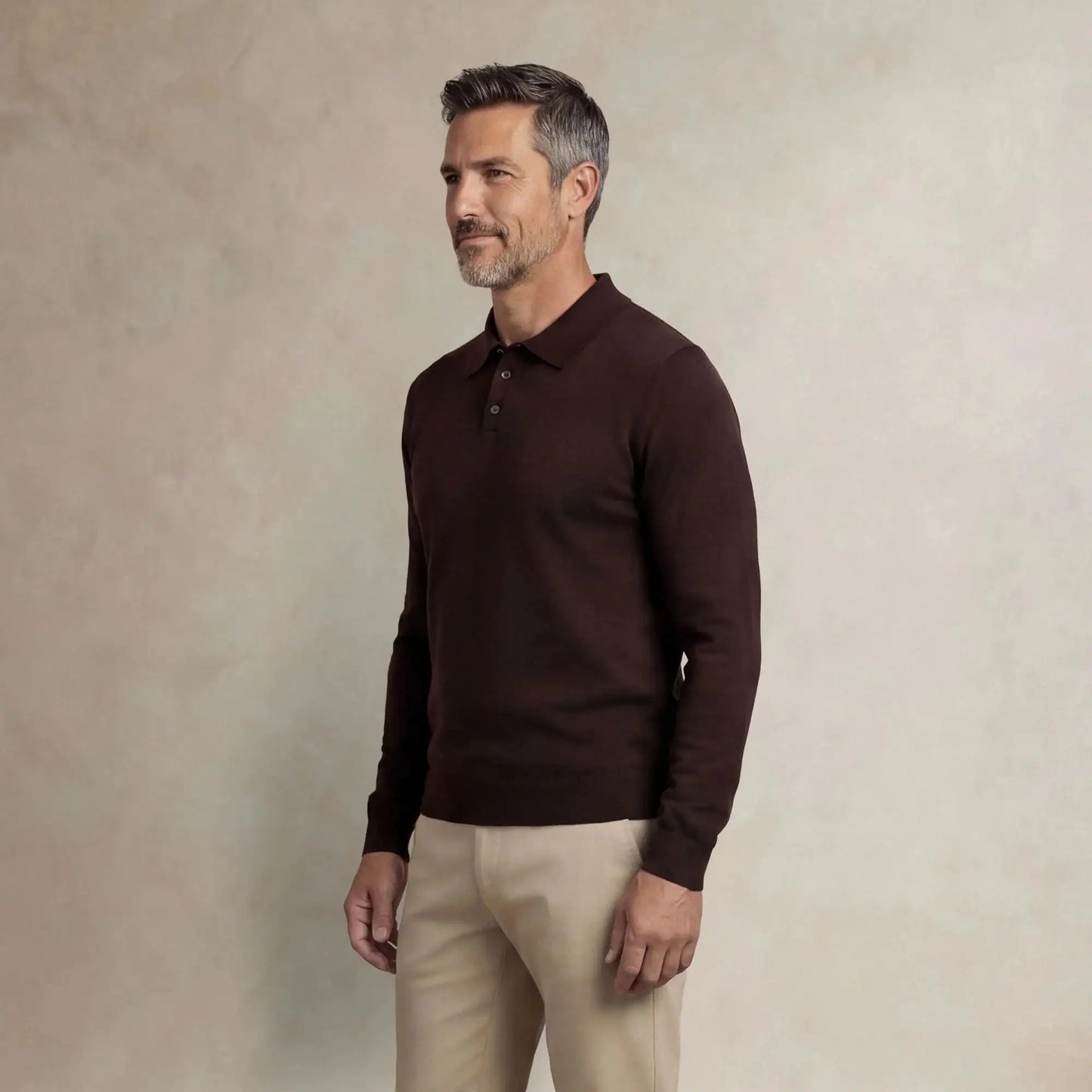 Italian Merino/Cotton Long Sleeve Polo