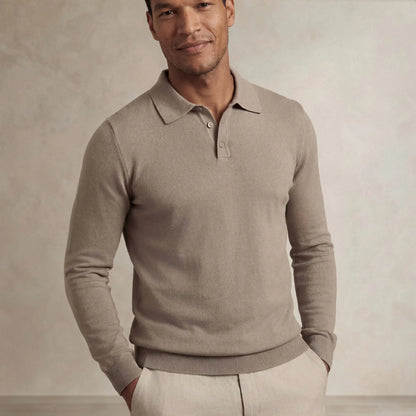 Italian Merino/Cotton Long Sleeve Polo