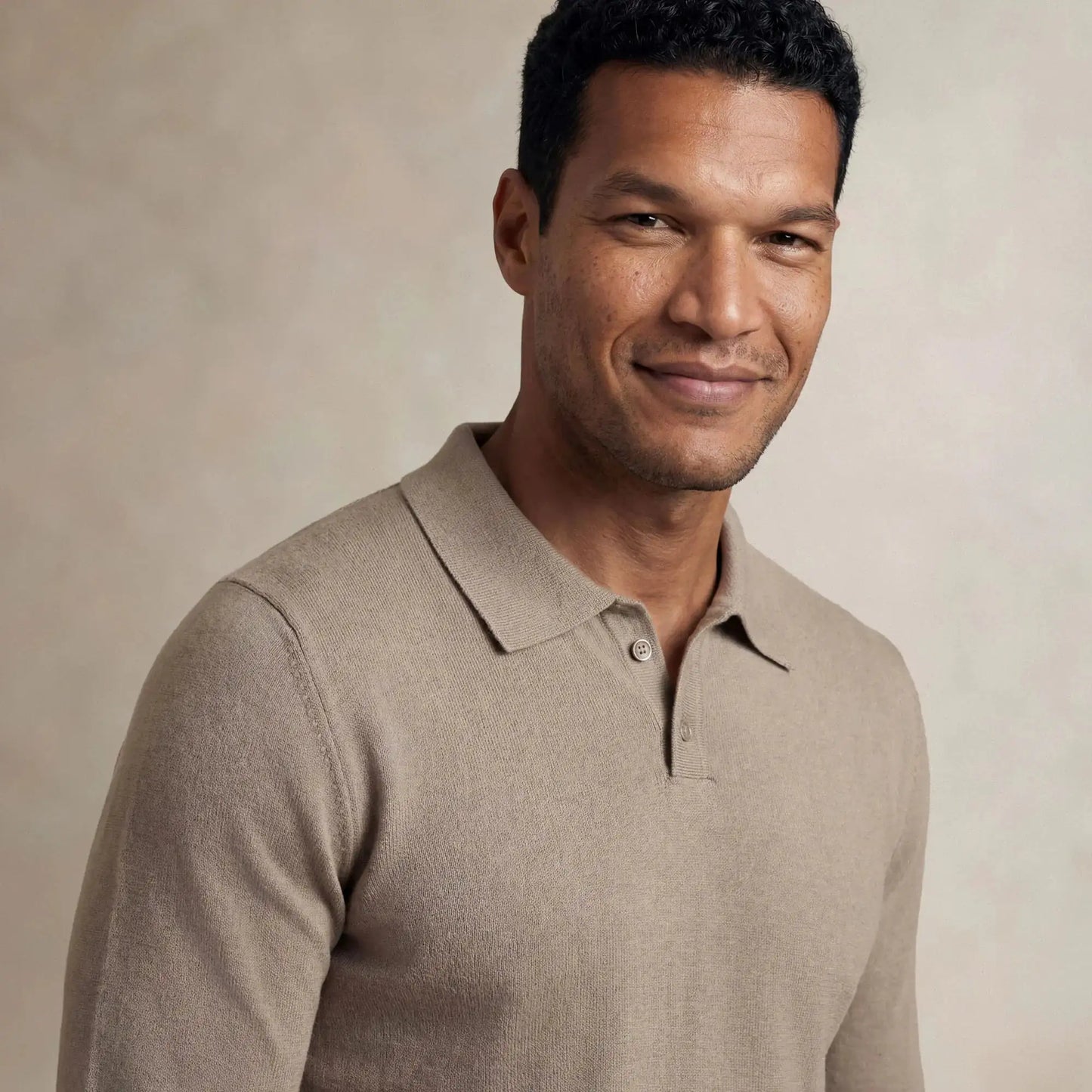 Italian Merino/Cotton Long Sleeve Polo