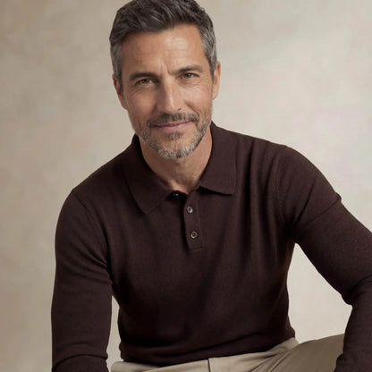 Italian Merino/Cotton Long Sleeve Polo