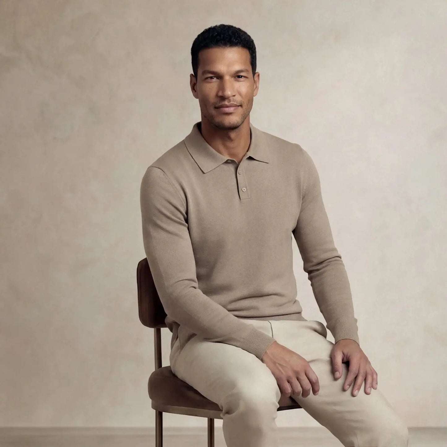 Italian Merino/Cotton Long Sleeve Polo