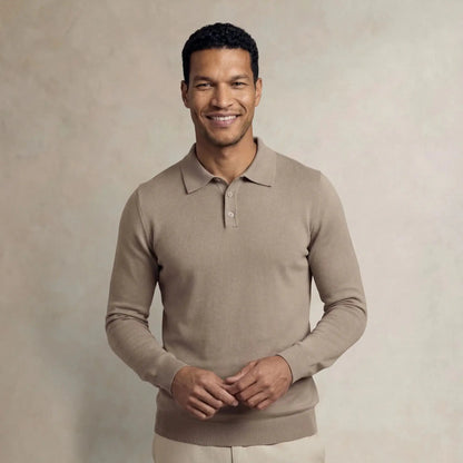 Italian Merino/Cotton Long Sleeve Polo