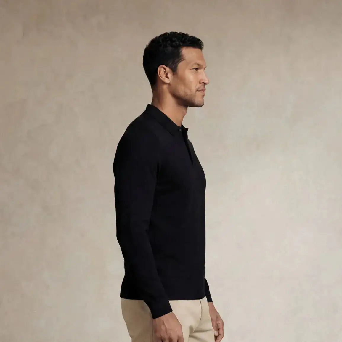 Italian Merino/Cotton Long Sleeve Polo