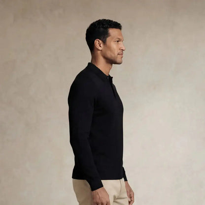 Italian Merino/Cotton Long Sleeve Polo