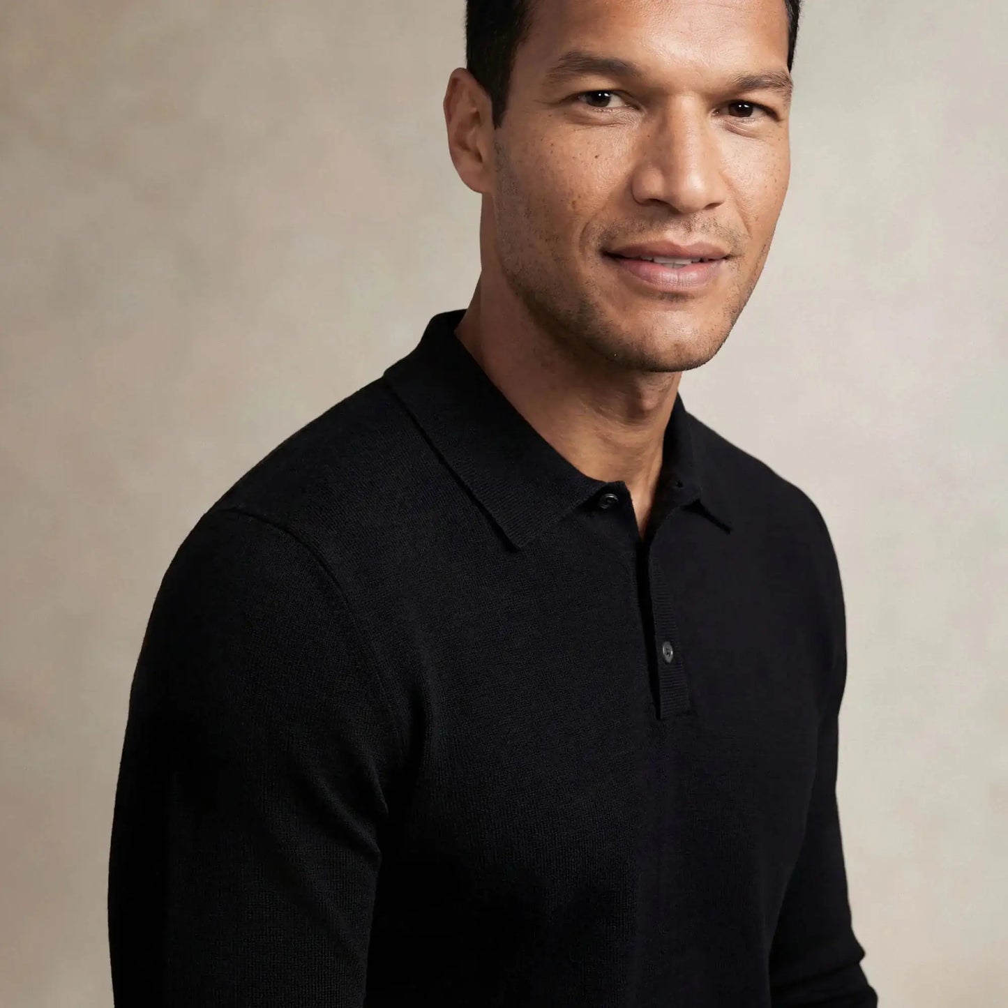 Italian Merino/Cotton Long Sleeve Polo