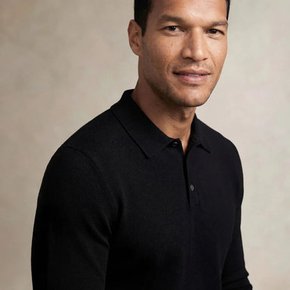 Italian Merino/Cotton Long Sleeve Polo