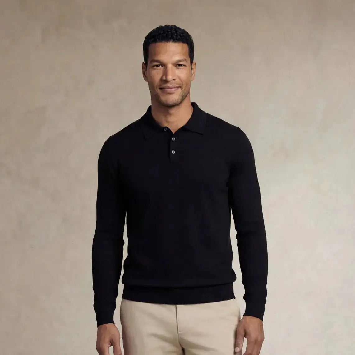 Italian Merino/Cotton Long Sleeve Polo