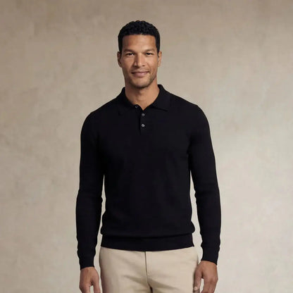 Italian Merino/Cotton Long Sleeve Polo