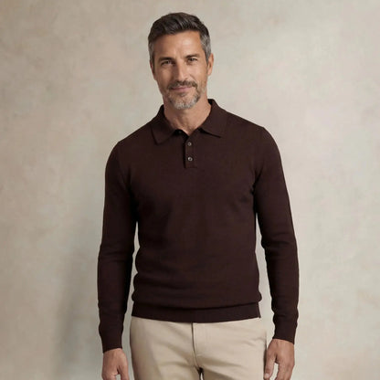 Italian Merino/Cotton Long Sleeve Polo