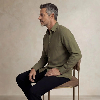 Linen Blend Long Sleeve Shirt