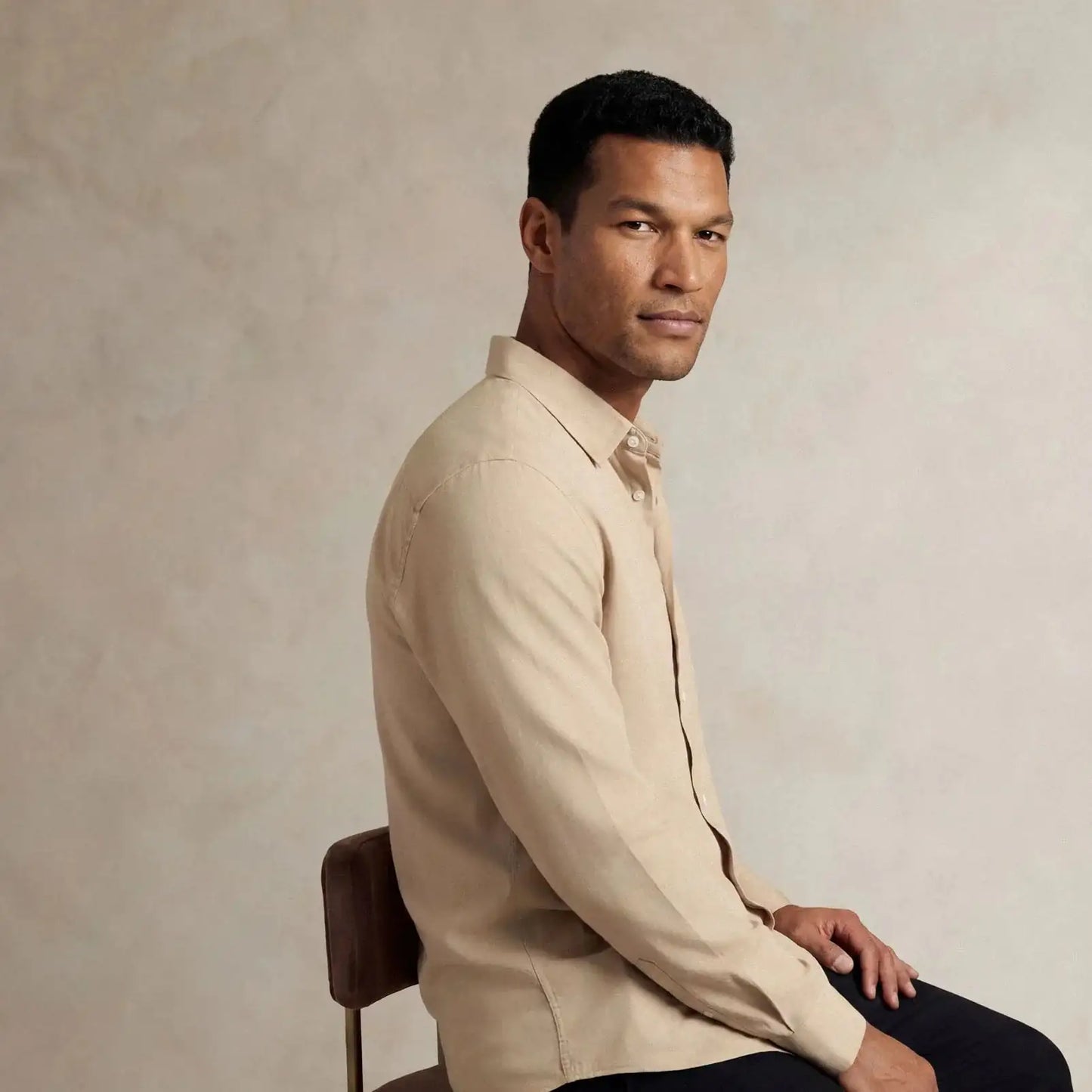 Linen Blend Long Sleeve Shirt