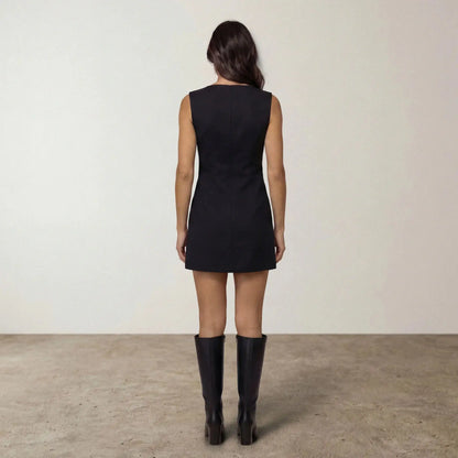 Mid-Thigh Boat Neck Dress