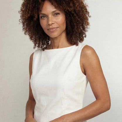 Mid-Thigh Boat Neck Dress