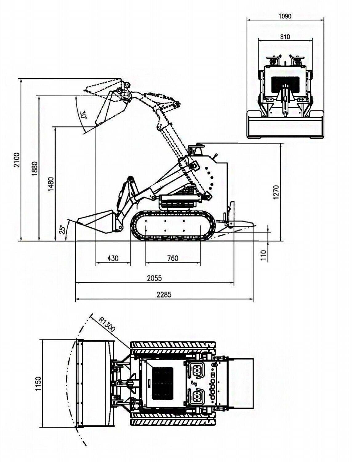 Tracked Skid Steer Loader, 22 HP Honda